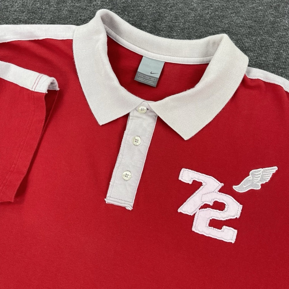Vintage Nike Rugby Polo Men's XXL Red Winged Foot 72 Track Logo Y2K Retro Casual